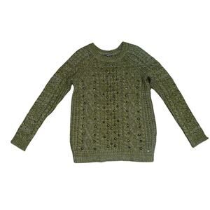American Eagle Outfitters Green Studded Chunky Cable Knit Sweater SZ Small Fall